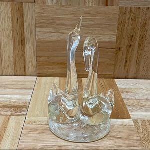 Unsigned Vintage Mid Century Modern Clear Glass 5 1/2” Swan Figurine